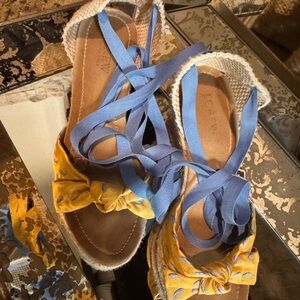 J. Crew Women's Espadrilles with Blue and Yellow Accents